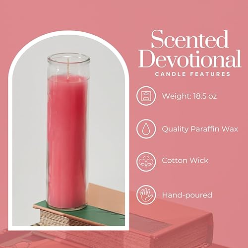 Miniatura 3 de Simply Soson Velas aromáticas devocionales rosas de 2 x 8 pulgadas en tarro de cristal, peonía y rosa, 1 pieza, 90 horas, vela de oración, velas de
