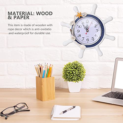 Imikeya KG30M13VV17HUFYRPTHP Mediterranean Wall Clock Steering Wheel Nautical Silent Wall Clock Beach Sea Theme Ticking Clock thumb #4