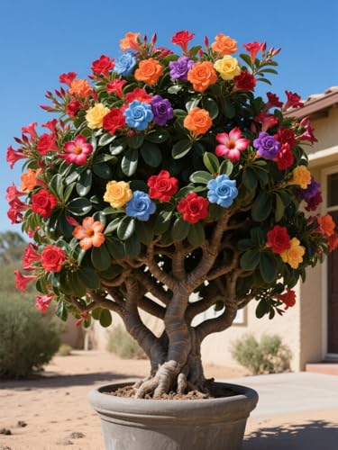 Vnuhgzs Rosa del Desierto/Rosa del Desierto perenne y Resistente/Tubérculo Resistente/Decoración de jardín/Todas Las Estaciones-1 Rizoma-A