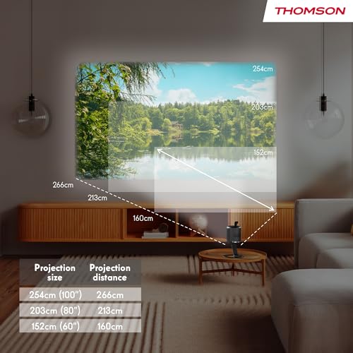 Miniatura 5 de Thomson Vega PG35B Proyector LED Inteligente Portátil, Full HD 1080p, Google TV, 350 ANSI, Auto Enfoque, Corrección Trapezoidal, HDR10, Dolby Digital+, WiFi, Bluetooth, Batería - Estuche Incluido