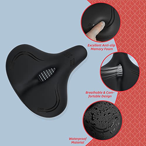 Ekepin Oversized Bike Seat, Soft Gel Wide Oversized Bike Seat For Bike & Bike+, Seat Cushion For Women & Men Comfort, Compatible With Peloton, Exercise And Road Bike, Accessories For Bike (Black) #TOP3