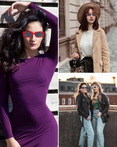 20 Pairs Rectangle Sunglasses Trendy Small 90s Retro Y2K Glasses for Women Men Vintage Square Party Sunglasses3
