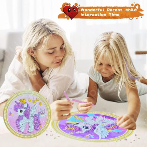 Image of PLUSPOINT 5D Diamond Gem Kits for Kids Pack of 2 Design Diamond Arts and Crafts for Kids Ages 6 8 10 12 Gem Art Painting Kit Unicorn Crafts Unicorn Diamond Painting Kits for Girls