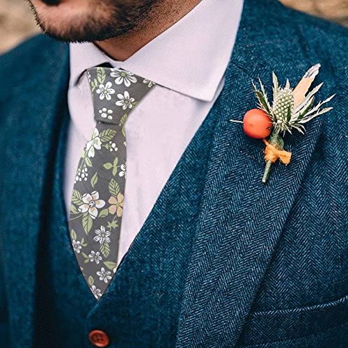 Image of Mantieqingway Floral Ties for Men Skinny Cotton Tie Flower Necktie