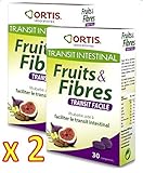 Ortis – Frutas y fibras comprimidas – Favorece un tránsito intestinal regular – Lote de 2 x 30 comprimidos