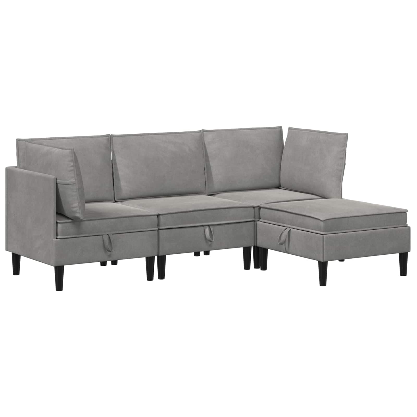 Sofa Wohnzimmer, Wohnzimmer Couch, Wohnzimmer Sofa, Wohnzimmergarnitur 4 STK. Hellgrau Samt