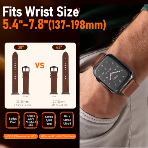 Image of Genuine Leather Watch Band Men Compatible with Apple Watch