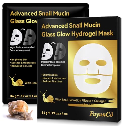 Mascarilla Facial de Hidrogel Advanced Snail Mucin Glass Glow, Mascarilla Colageno Facial Coreana...