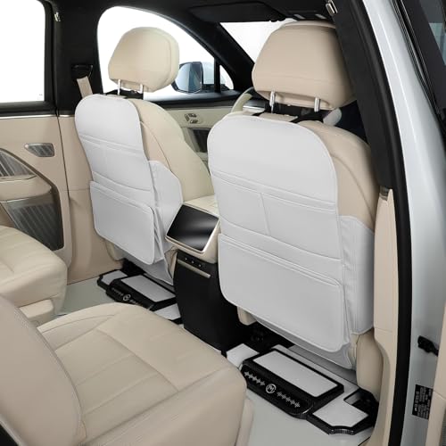 Car Seat Back Protector - 2 pcs (Cream White) kick mats