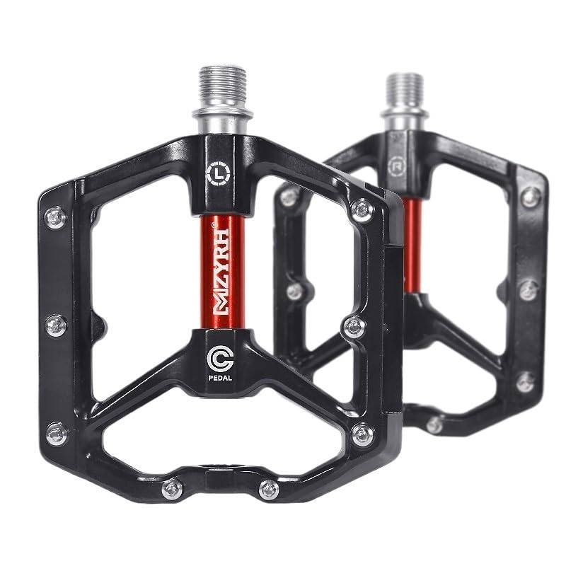 Pedali per Bicicletta Riflettenti in Alluminio/Nylon con Cuscinetti sigillati, per Bici da Strada, BMX, MTB, Antiscivolo e Impermeabili (Colore: MZ-928 Rosso)