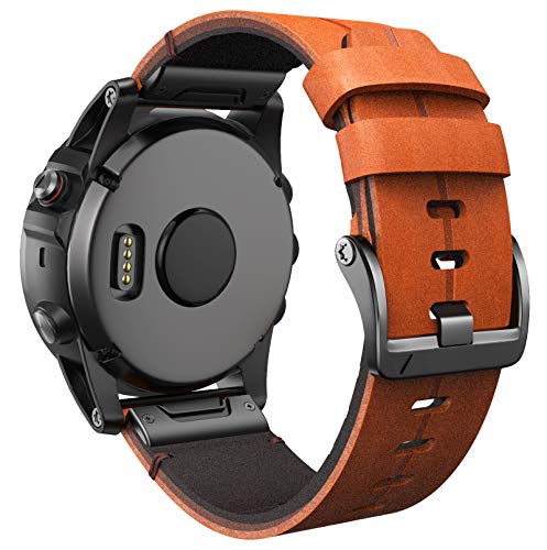 Bracelet en cuir véritable 26mm pour Fenix 6X Pro et 5X