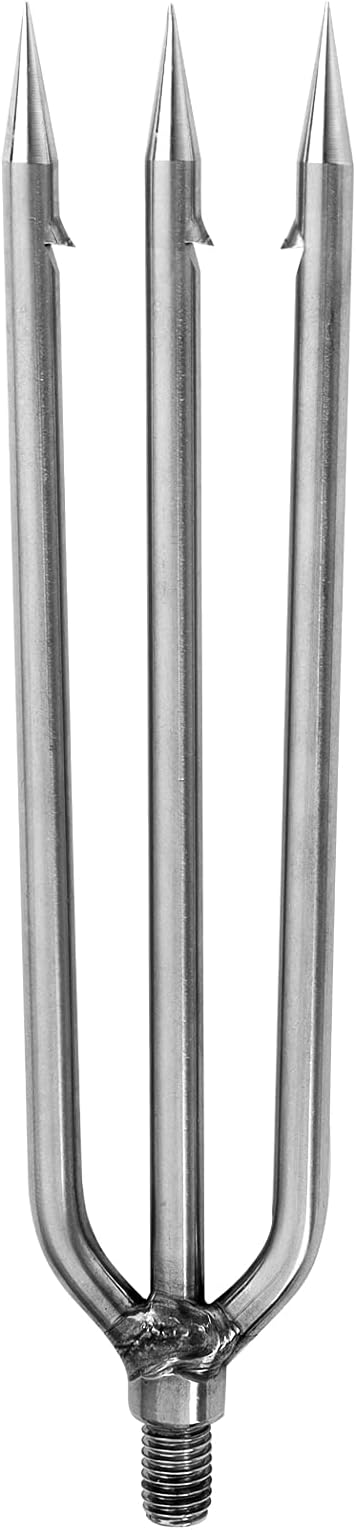 Fishing Harpoon, Stainless Steel Fishing Barbed Spear Aluminum Alloy Rod Gig Gaff with 8mm Screw for Outdoor Fishing Landing Large Fish Frog