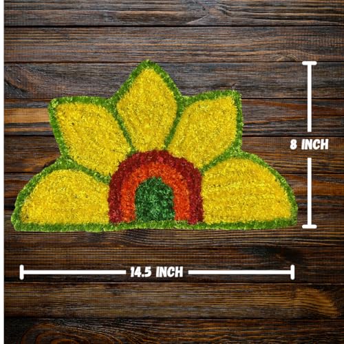 Image of Handmade Lotus Rangoli Mats Set of 4 Washable & Reusable Rangoli Mat for Quick Home Decor| 14.5 x 8 Inch Floral Design for Diwali Navratri Puja Housewarming Wedding Festive Decoration Gift