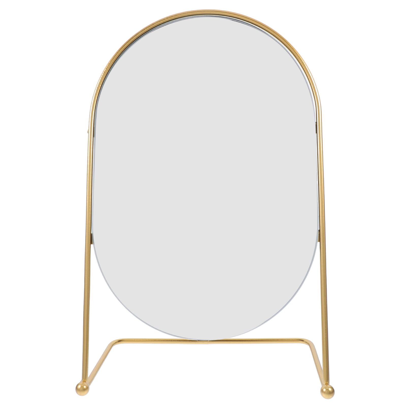 OUNONA Ovale Schminkspiegel 13 Zoll aus Metall und Glas, Gold