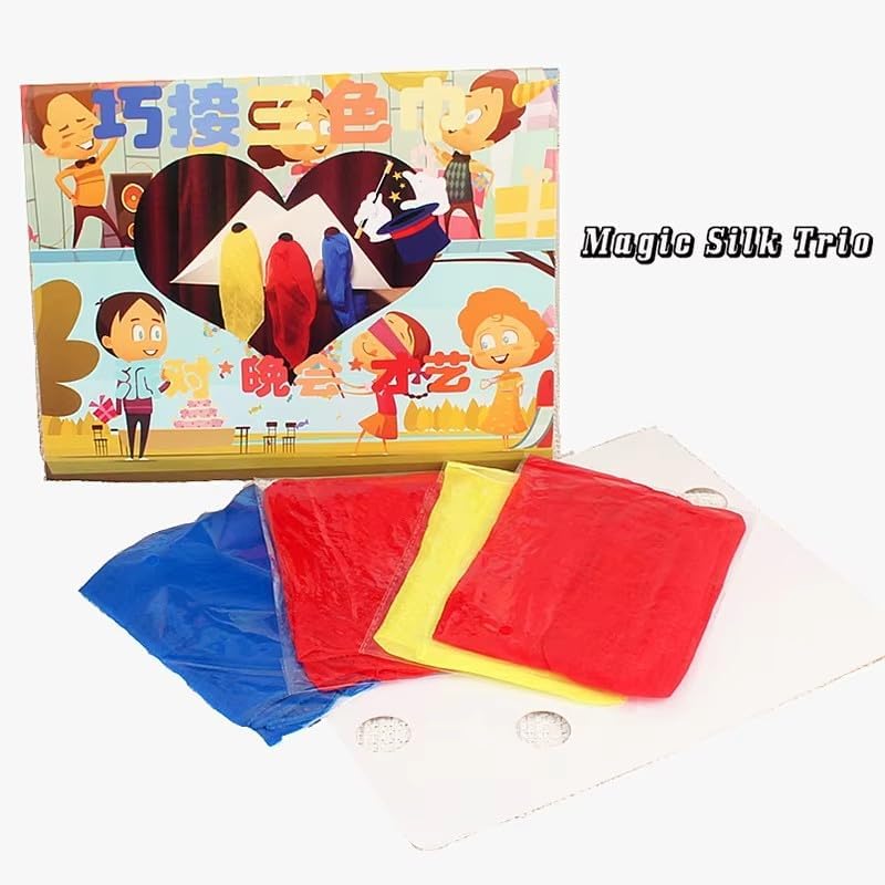 SUMAG Magic Silk Trio Magic Tricks Classic Three Color Silk Scarves Stage Illusions Gimmicks Mentalism Props Comedy Show Easy to Do