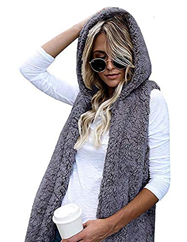 Women Fuzzy Vests Hoodie Jackets Coat Sleeveless Cardigan Waistcoat Outfit3