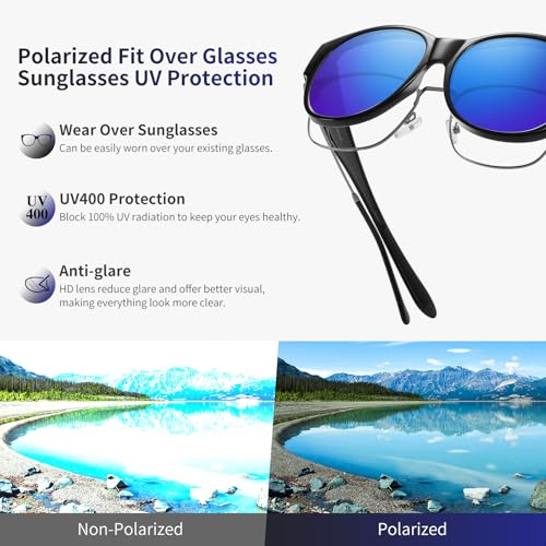 Image of GEGURI Polarized Sunglasses Fit Over Glasses for Men Women, Oversized Square Sun Glasses UV400 Protection Shades