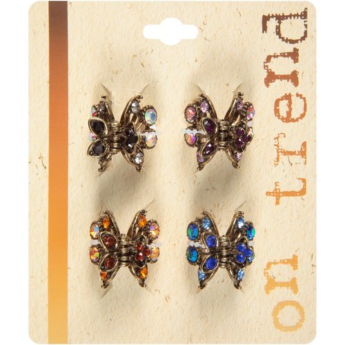 On Trend Fashion Jeweled Jawclips, 4 count