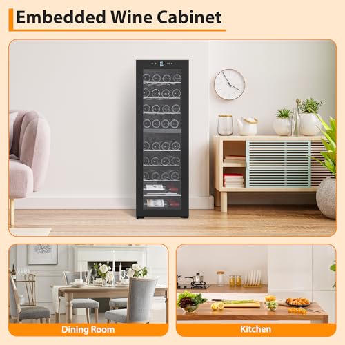 Wine Cooler Refrigerator 21 Inch 39-Bottle Capacity,Built-in or Freestanding,Silent Constant-Temp,Sliding Shelves,Reversible Glass Door
