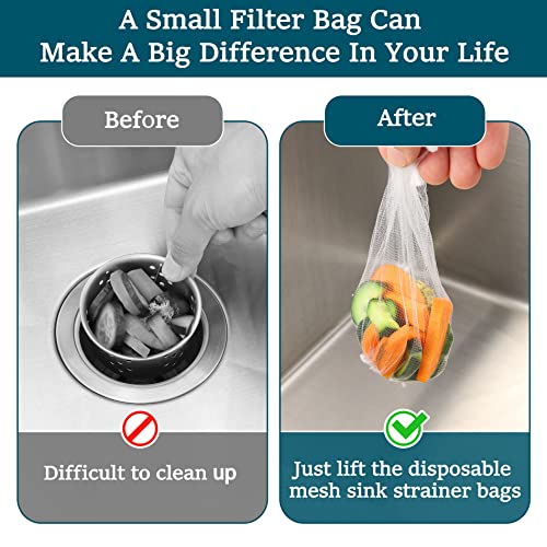 Herogo Kitchen Sink Strainer Bag, 200 Pcs Disposable Kitchen Filter Mesh Sink Strainer Bags With Storage Box, Sink Food Catcher Mesh Net Bag For Kitchen Waste Leftover #TOP2