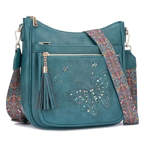 KITEVIUN Medium Crossbody Bags for Women Trendy, Women's Butterfly Shoulder Handbags with Tassel