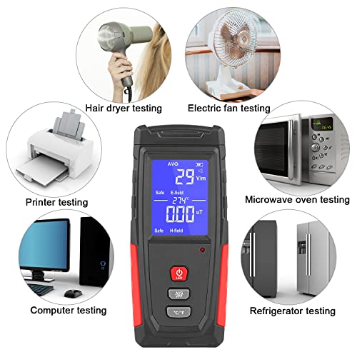 Image of EMF Meter, XRCLIF Digital Electromagnetic Radiation Detector, Hand-held EMF Tester for Home /Outdoor, Ghost Hunting Equipment, Electric Field /Magnetic Field Monitor with LED Light & Sound Alarm