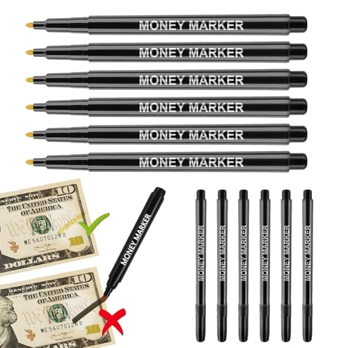 Counterfeit Money Detector Pen 6-Pack | Money Marker Bill Checker Pen for Fake Currency Detection | Instant Cash Verification for Retail, Banks & Flea Markets | Universal Fake Bill Tester Pen Set