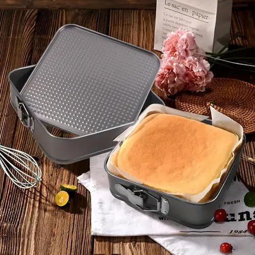 Miniatura 7 de Cablepelado Molde Cuadrado Desmontable Antiadherente - Molde Para Bizcochos - Recipiente Para Horno, Repostería, Tartas, Pasteles - Acero - Fácil De Limpiar - Liberación Rápida Clip-Clap - 26 Cm