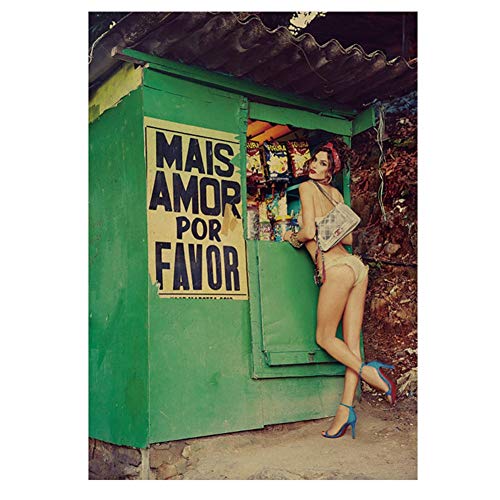 huahuajia Poster Retro Posters para Pared Vintage Cuadros Decoracion PóSter De Papel Kraft De Chica Sexy, Pintura Decorativa para Decoraciones De Paredes De Bar Cover