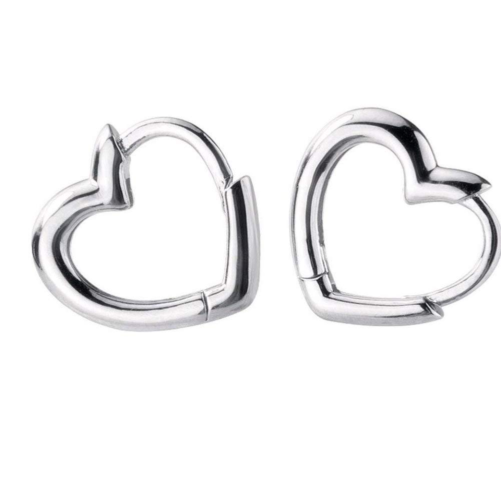 IMINILove Heart Shaped Small Hoop Sleeper Earrings for Women Teen Girls S925 Sterling Silver 14K Daith Heart Cartilage Tragus Cute Minimalist Dainty Hoops Jewellery Gift Best Friend Bridemaid
