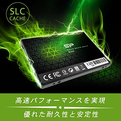 シリコンパワー SSD 120GB TLC採用 Phisonコントローラー SATA3 6Gb/s 2.5インチ 7mm 3年保証 S56シリーズ SP120GBSS3S56B25 - Additional View