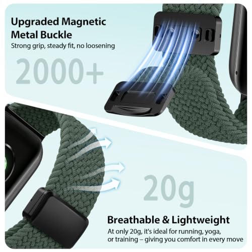 Image of Tobfit Stretchy Nylon Braided Band for Redmi Watch 6 /Redmi Watch5 /4 & Xiaomi Smart Band 8 Pro /9 Pro - Breathable, Adjustable Quick-Release Replacement Strap