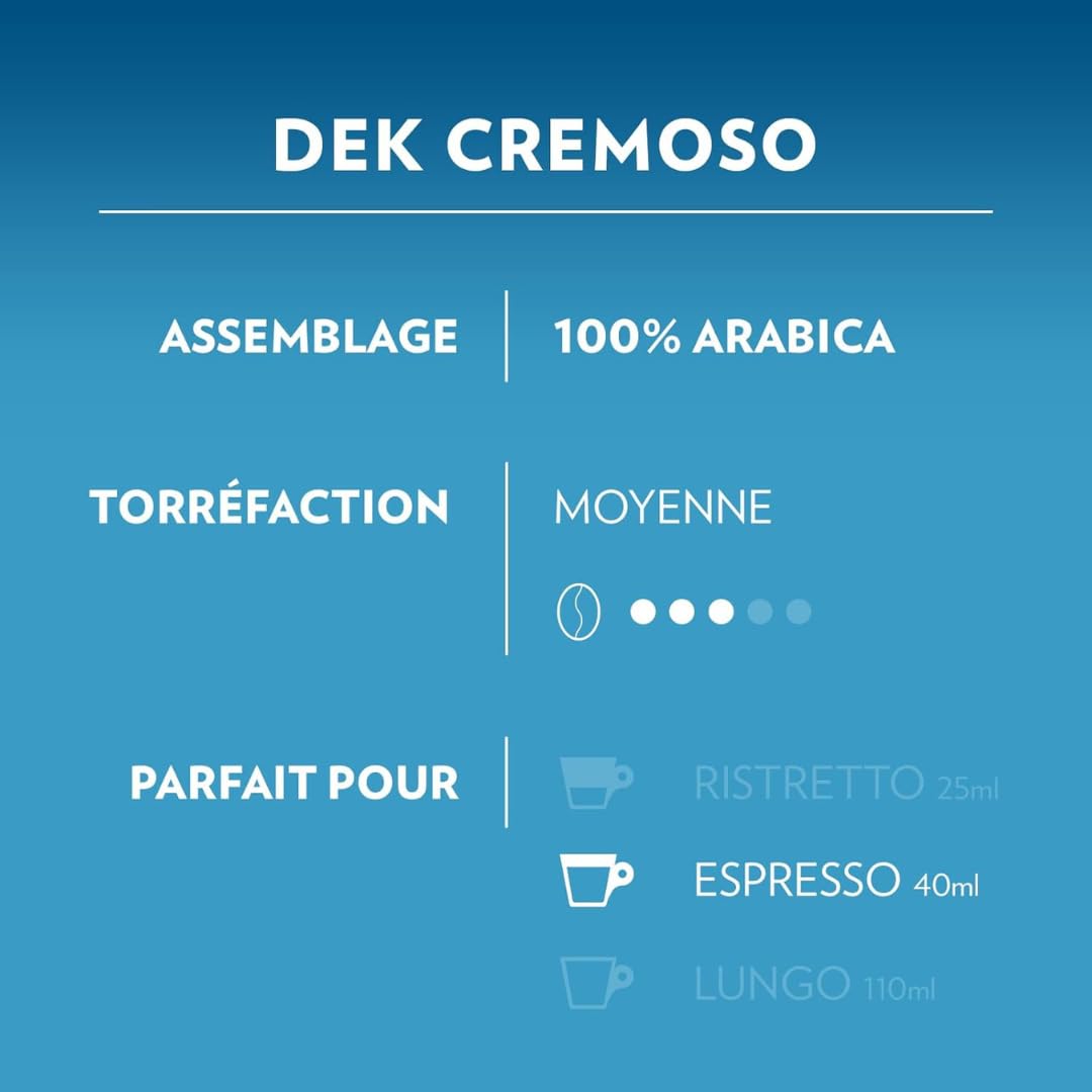 Lavazza A Modo Mio Dek Cremoso, 256 kapsułek, do espresso Decaffeinato con Note di Mandorle e Canditi, 100% Arabica, Intensità 7/13, Tostatura Media, 16 Confezioni x 16 kapsułek
