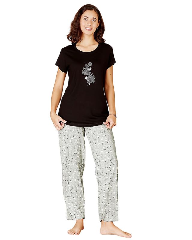 bodycare Women's Cotton Printed T-Shirt and Payjama Set | Soft & Breathable Nightwear | Short Sleeves | Loungewear Co-Ord Set BSLS15012-picture-10