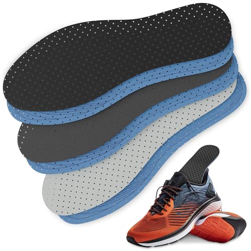 Image of 3 Pairs Shoe Inserts for Women 3-8 - Ultra Thin Shoe Insoles Men 5-11, Double Layer Latex Foam Material, Fits Any Shoe Type, Easy to Cut, Comfortable & Breathable for Everyday Use