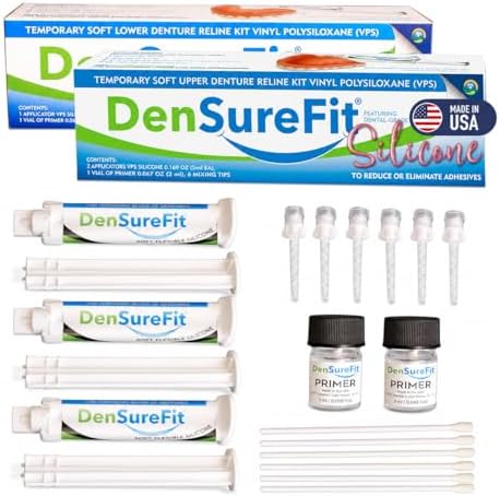 DenSureFit Upper & Lower Denture Reline Kit, Soft Silicone Liner