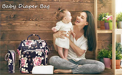 Diaper Bag Backpack Baby Nappy Bag with Insulated Water Bottle Bag/Changing Pad