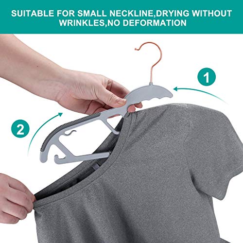 50-Pack Slim S-Shaped Plastic Hangers with Non-Slip Grips – Space-Saving Gray Hangers for Delicate Necklines, Fits Shirts, Dresses & Coats in Closet/Dorm Organizers - Image 6