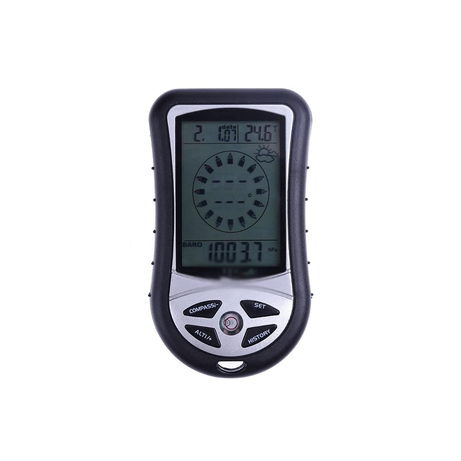 JINGYAN Kompasy 8 W 1 Elektronicznym Handheld Compass Altimeter Barometr Termometr Prognoza pogody Czas Kalendarz Zegar z kompasami podświetlenia