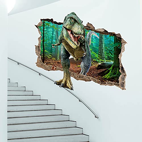 Dilibra 3Pcs 3D Broken Giant Dinosaur Wall Sticker, Simulation Crack Hole Dinosaur Wall Decal, Self-Adhesive Dinosaur Cracked Smashed Wall Decor Mural For Boys Bedroom Baby Kids Nursery #TOP4