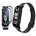 BDIG Cinturino per Mi Band 5 Cinturini Metallo in Acciaio Inossidabile Bracciale + 2 Pz TPU Pellicola Protettiva per Mi Band 6 Cinturino di Ricambio Braccialetto da Polso Sostitutivo Wristband Mi 5/6