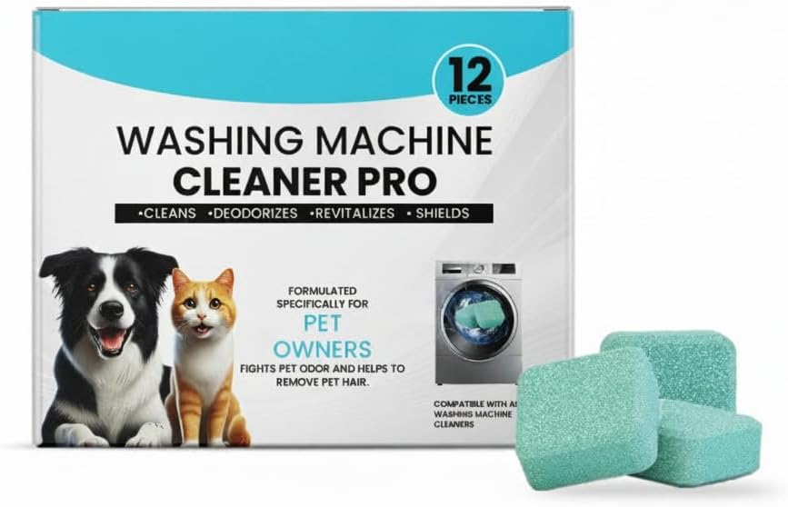 Washing Machine Cleaner Tablets, 12 Pack, Deep Clean Drum & Remove Strong Odors. Compatible with HE, Top & Front Load Machines, Septic Safe