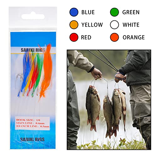 Fishing Bait Rigs 8 Pack/48 Hooks Mackerel Feather Rig Fishing Lures Saltwater Freshwater Multicolor Fishing Bait Rigs With String Hook Lure Tackle Jig #TOP2
