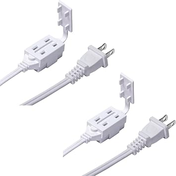 Newhouse Electric 6-Foot 2-Prong Indoor Outlet Extension Cord with Tamper Guard CTCORD6FT-WH, Slim Indoor Extension Cord and Cube Tap for Home Essentials, Apartments, and Home Improvement Projects
