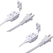 Newhouse Electric 6-Foot 2-Prong Indoor Outlet Extension Cord with Tamper Guard 2 Pack CTCORD3FT-WH, Slim Indoor Extension Cords and Cube Taps for Home and Apartments Essentials
