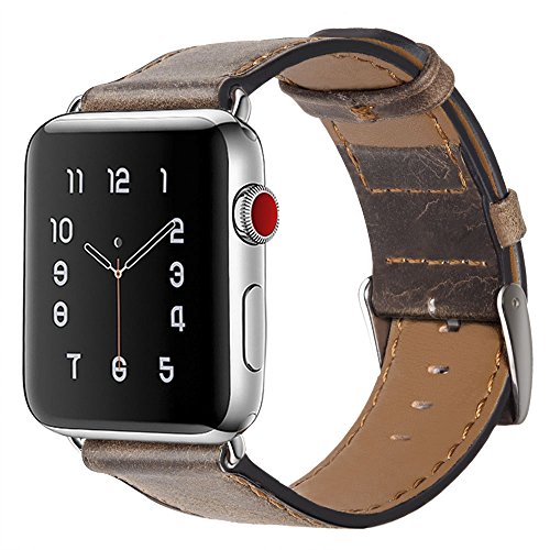 Pulseira De Couro Apple Watch 42mm Premium Marrom Clássica
