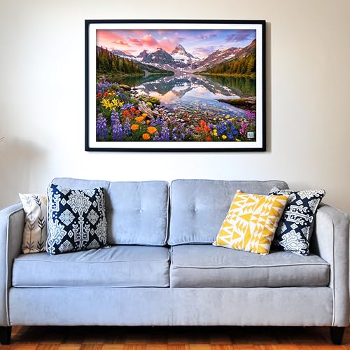 Think2Master Glacier Lake Reflections 1000 Pieces Large Format Jigsaw Puzzle: 13+, Teens, Adults & Families. Rocky Mountains Alpine Lake. Great Gift for Nature, Hiking, Camping. Size: 26.8” X 18.9” - Image 2