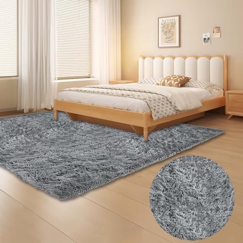 クッションラグ 130 x 130 cm あったか ラグ カーペット 冬 ふわふわ 正方形 ふわっと手触り オールシーズン リビング用 じゅうたん 柔らかい リビングルーム、遊び場、子供部屋用, グレー