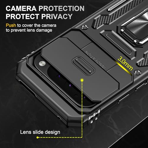 Image of Slide Camera Cover with Ring Holder Mobile Phone Case Cover for Google Pixel 10 Pro XL (Black)