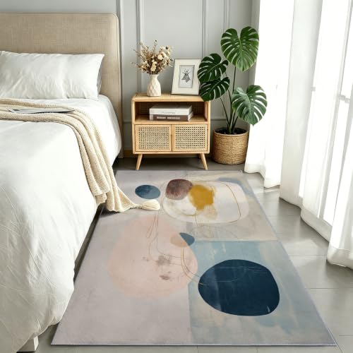 Tapis abstrait blanc cassé haut de gamme lavable 60x180 cm - 4